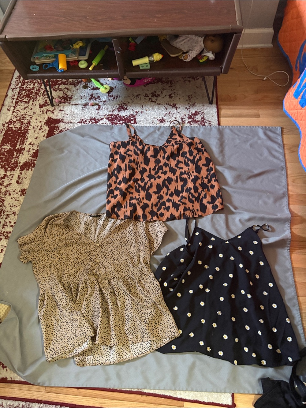 3 Animal Print V-Neck Blouses - Beige & Rust Leopard - Picture 1 of 5